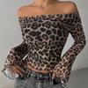 Autumn Women's T-shirt New Streetwear Fashion Long Sleeves O-Neck Tees Sexy Leopard Backless Female Versatile Knitted Clothing