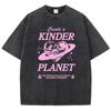 Geeate A Kinder Planet Pink Print Mans Tee Clothing Cartoon Comfort T-Shirt Round Neck T-Shirts Retro
