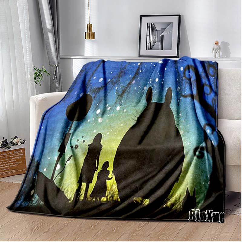 Throw Blanket Totoro Hayao Miyazaki Black Cat Throw Blanket Bedspread Sofa Soft Blanket  Adult/children Blanket Travel Camping