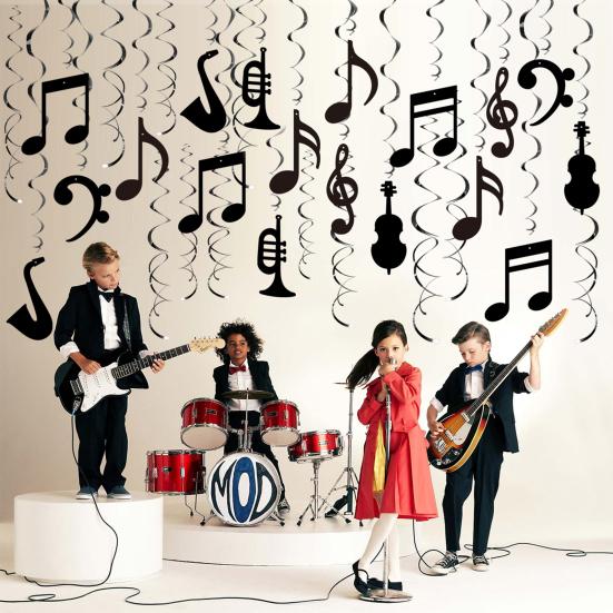 Music Note Hanging Swirls Decorations Musical Foil Whirl Cutout Spiral Ceiling Decoration for Music Theme Party Wedding Baby Shower Birthday Supplies