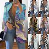 Women's Casual Fashion Print Lapel Long Sleeve Slim Fit Small Button Jacket