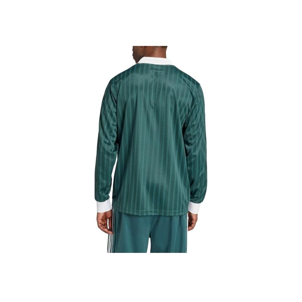 Adidas Originals Adicolor Pique Striped Pullover Football Long Sleeve T-Shirt Men Tops Mineral-Green IZ2446