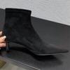 Suede Pointed Toe Women Ankle Boots Mid Heels Stilettos Shoes Woman 2025 Trend Winter Fashion Elegant Sexy Chelsea Botas Female