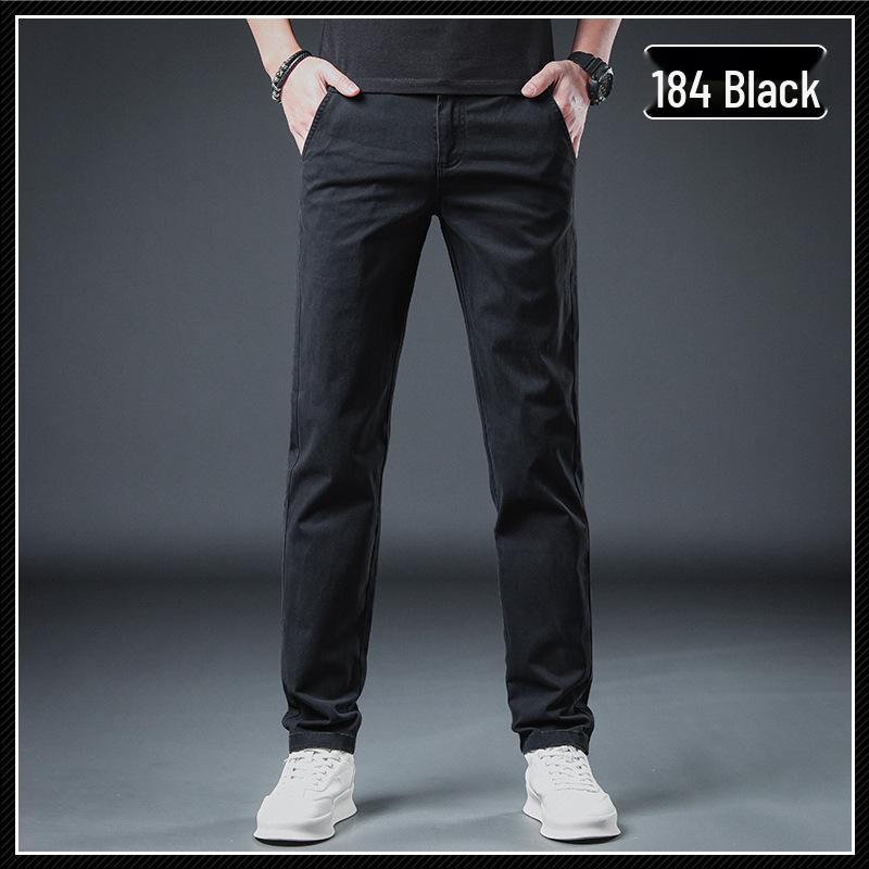 Men's Slim Fit Khaki Cotton Casual Pants - Straight Leg, Light Business Style