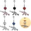5-Color Pistol Diamond Belly Button Ring Piercing - European/American Style