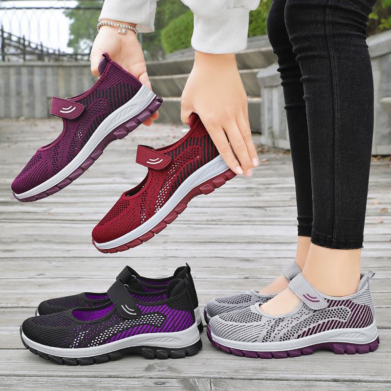 Shoes Women's Single Shoes 2025 Summer New Middle-aged and Elderly Mother Shoes Velcro Soft Sole Breathable Casual Foreign Trade Women's Shoes