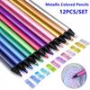 12 Colors Metallic Colored Pencils Profession Art Supplies Painting Drawing Sketching Color Pencil XYZ