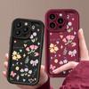 Cartoon Floral Pattern Shockproof Phone Case For iPhone 16 Pro Max 15 Pro 14 13 12 11 XS XR 8 7 Silicone Matte TPU Soft Shockproof Bumper Cover