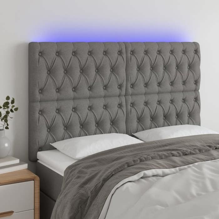 VidaXL LED Headboard Bedroom Furniture Double Bed Accessory Head of Bed Frame Interior Dark Grey 3122759
