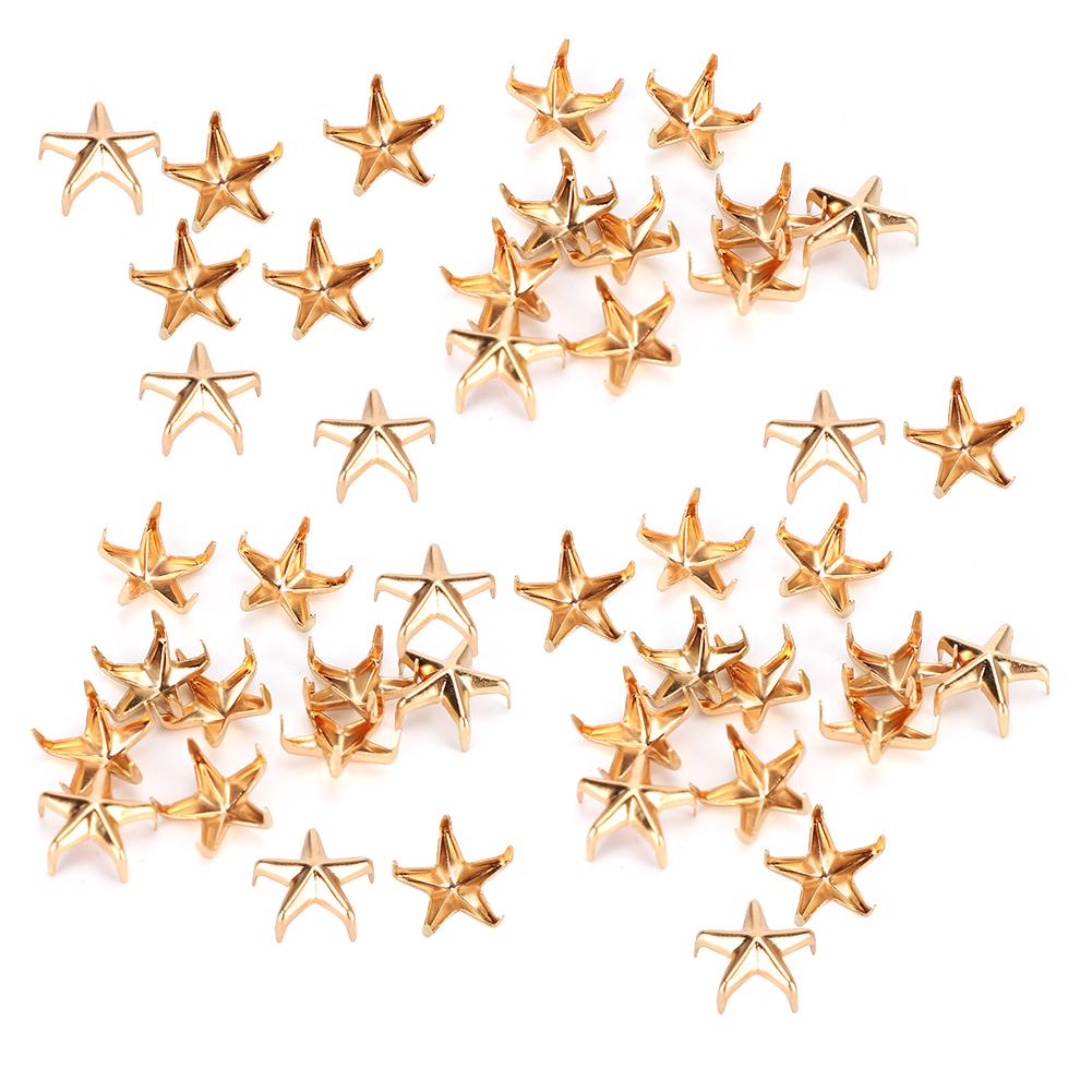 200Pcs Star Rivets 5‑Pointed Star Claw Nails DIY Bags Hats Decoration Accessories 10MMBlack