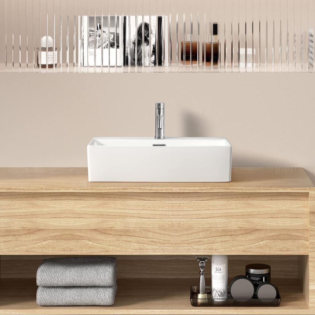 Faucet Set Stylish Wash Hand Washing Hand Washing Bowl [Mixer Included] Basin, 510360130mm, Freestanding, Ceramic, Basin, (rectangular)