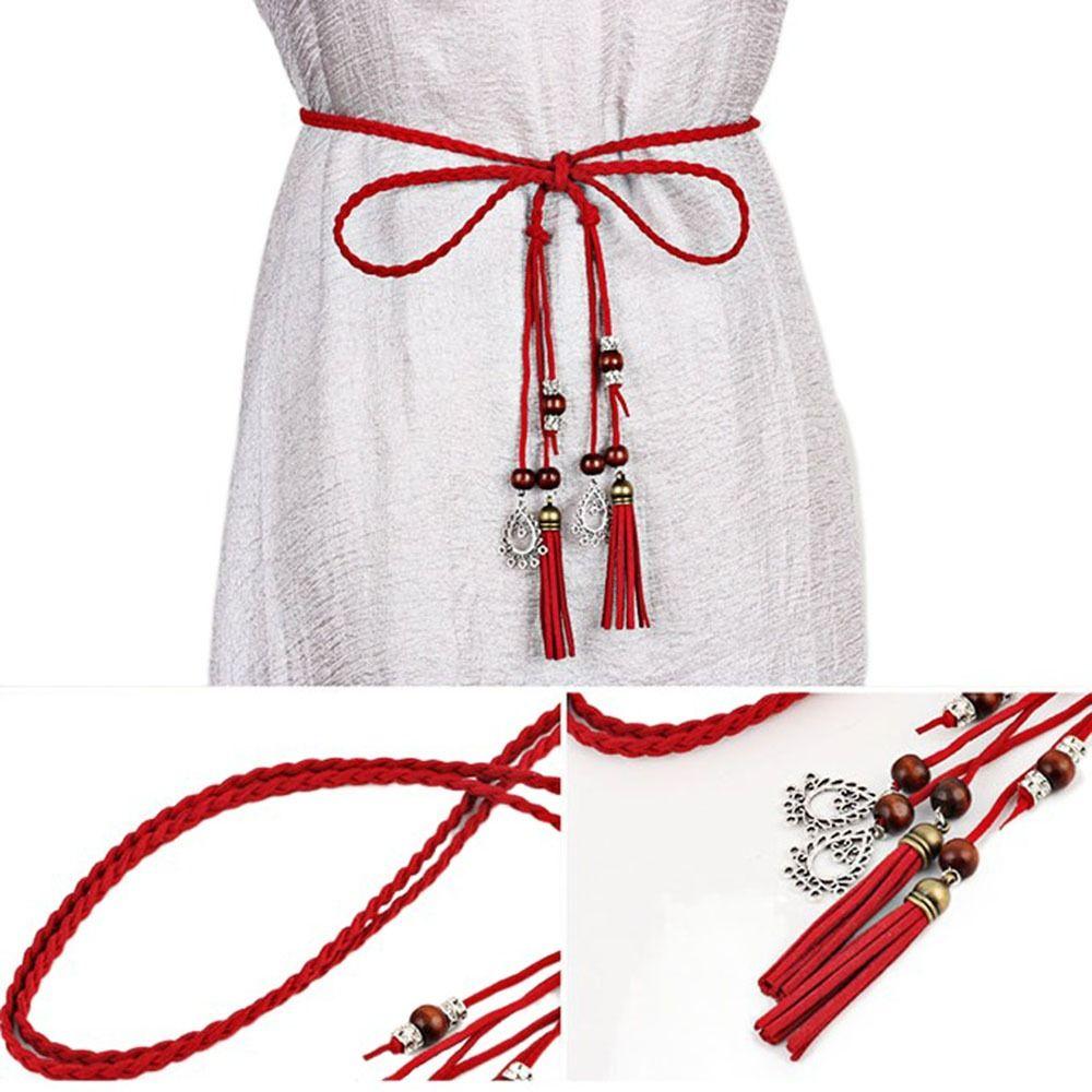 Style Waistband Knot Decorated Dress Accessories Tassles Belts Braided Belt Waist Chain Waist Rope