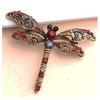 [R7292] - Designer Brooch 'Dragonfly' Red Purple Gold - 60x45 Mm