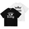 2023 Casual KING QUEEN Print Summer Cotton T Shirt Short Sleeve O Neck Loose Lovers' T Shirt Women Men Tops Tees