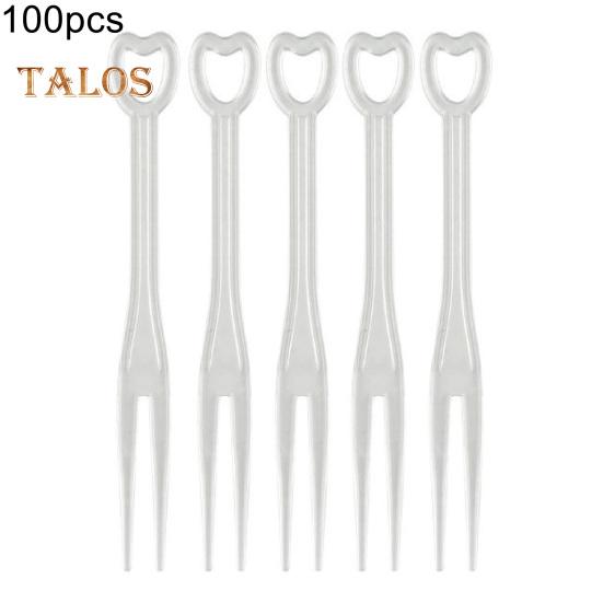 100Pcs/Set Cake Fork Lightweight Anti-wear 2 Colors Attractive Practical Food-grade Fruit Fork for Gifts