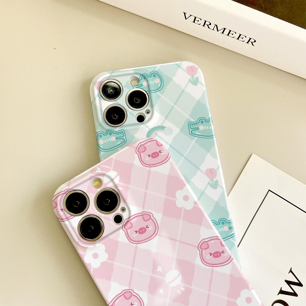 For iPhone 16 15 14 Samsung S23 A52 A33 A73 A53 Huawei Xiaomi Redmi OPPO Vivo Cute Bear Pig Dog Dinosaur Design Full Camera Protect Hard Phone Case