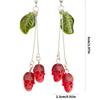 Trendy Gothic Skull Cherry Earrings Gothic Skull Earrings With Red Vampire Design Stylish Ear Accessory For Women