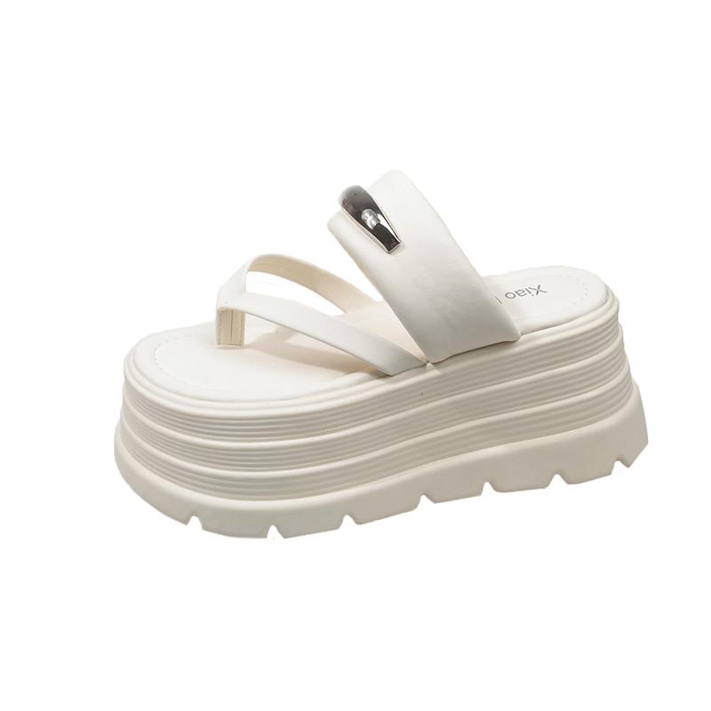 Fashion Women High Platform Slippers New 2025 Summer Beach Flip-Flops Ladies 8CM Wedge Heels Shoes Woman Outside Chunky Sandals