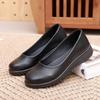 Round Head Work Shoes Leather Shoes Women's Work Pure Black Shoes Non-slip Hotel Professional Flat Mother Shoes Soft-soled Leather Shoes
