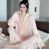 Sweet Pure Desire Butterfly Pajamas Set Female Sense Ice Silk Lace Elegant Long-sleeved Trousers Two-piece Temperament Pyjamas