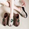 Fashion GKTINOO Flowers Hollow Women Shoes Mom Slippers Summer Peep Toe Wedges Sandals Genuine Leather Lady Slides Platform Shoes Woman