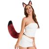 Simulation Fake Fox Wolf Tail Masquerade Party Ears Hair Hoop Novelty Tail Set  Halloween Day