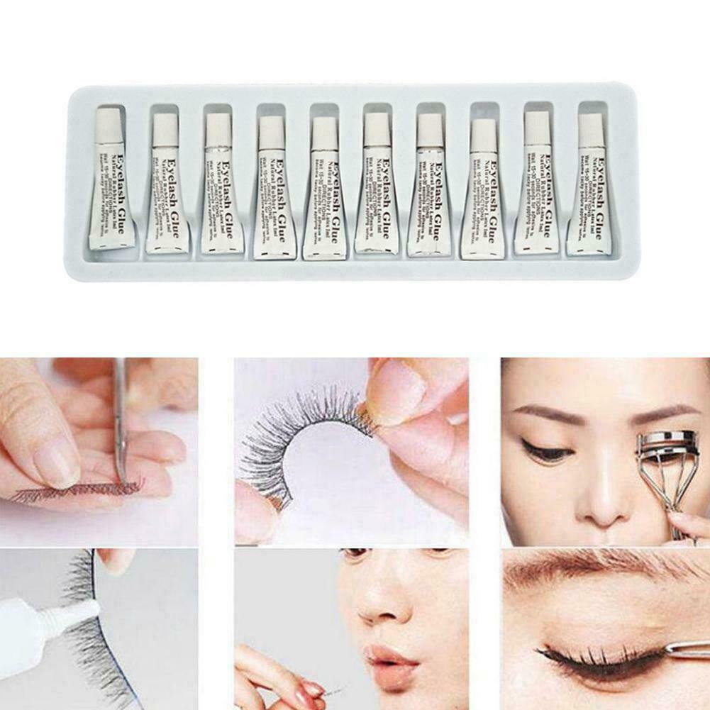 10x Natural Rubber Latex Eyelash Waterproof White Glue Eye False Eyelash N5C1