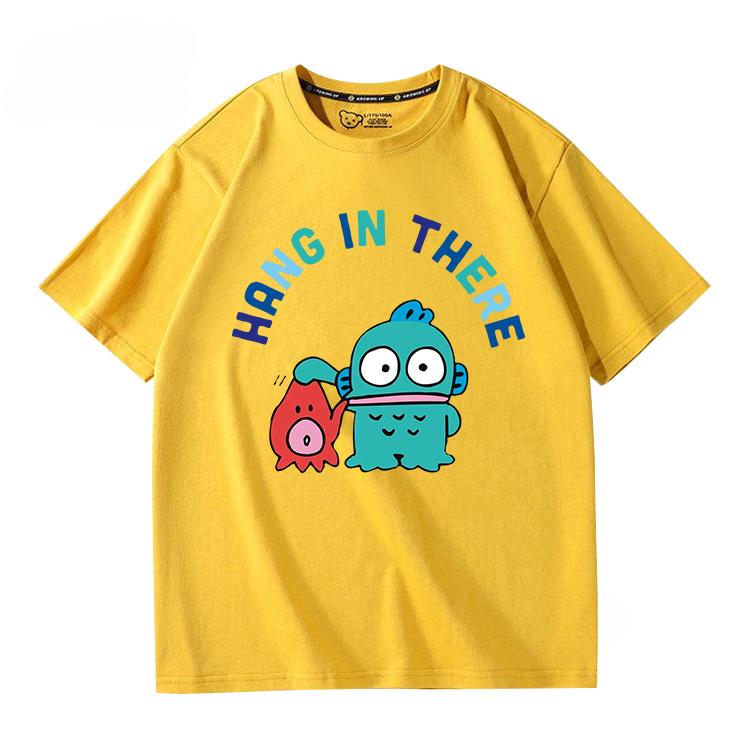 Hangyodon Harajuku Creative Pattern T-shirt Men's Casual Comfortable Summer 100% Cotton T-shirt Trend Fashion Loose T-shirt