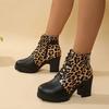 Womens Leopard Lightweight Fashion Hundred Soft Elastic Comfortable Ankle Boots Shock Absorbing Anti-slip Casual Sports Martin Boots