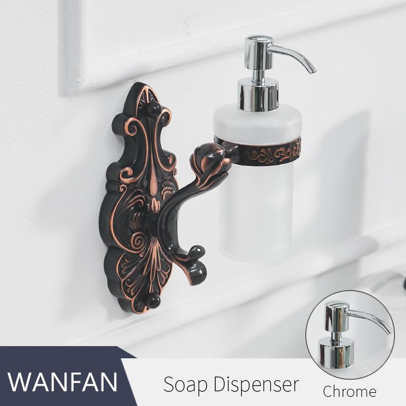 Liquid Soap Dispensers Luxury Black Color Dispenser for Liquid Soap Dispenser Wall Mounted With Frosted Glass Container WF-88818