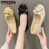 Soft Thick Sole Non-slip Faux Leather Single Shoes Women's Spring Autumn Large Size Solid Color Patchwork Casual PU Bow Pumps