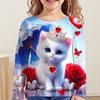 Children Clothes Girl 3D Cat Graphic T Shirts Children's Clothing Girls Crew Neck Teen Girl Clothes Fashion Kids T-Shirt