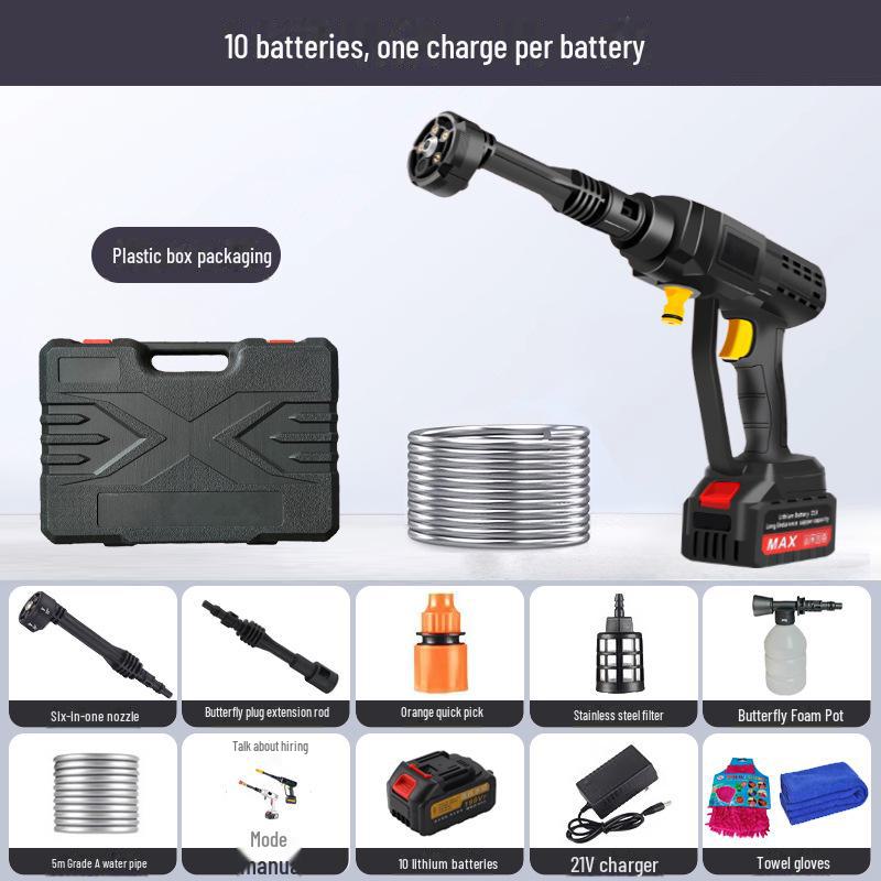 Portable High-Pressure Cordless Car Wash Machine with Rechargeable Battery