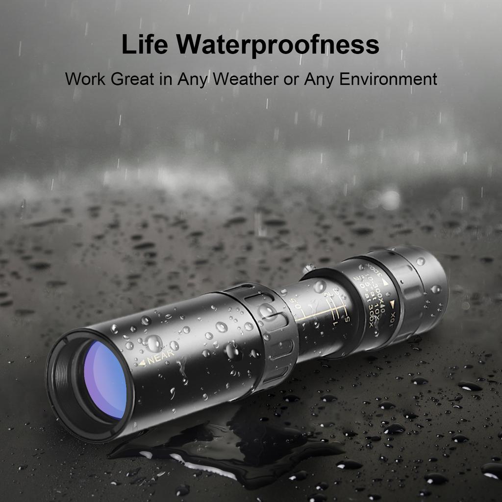 10X-300X Monocular Telescope Compact Waterproof Telescope with FMC Lens BAK4 Prism Carrying Bag