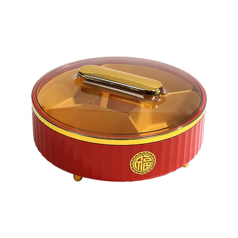 Rotatable Fruit Plate Chinese Candy Box Fruit Plate Household Living Room Coffee Table Chinese New Year Nut Box Candy Plate