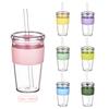 450Ml Tritan Straw Cup Milk Tea Cup Coffee Cup Multi-Color Belt Waist Sleeve Straw Water Cup