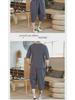 Men's Chinese-Style Cotton Linen Two-Piece Suit - Casual Loose-Fit Harem Pants with Short-Sleeved Top