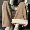 Autumn Fleece Chenille High Waist Wide Leg Pants Women Winter Fashion Velvet Loose Casual Trousers for Women Elegant Solid Straight Ladies Pants 25629