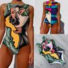 Sexy Print One Piece Swimsuit Closed Large Size Swimwear Push Up Women Flower Vintage Body Swim Beach Pool Bathing Suit