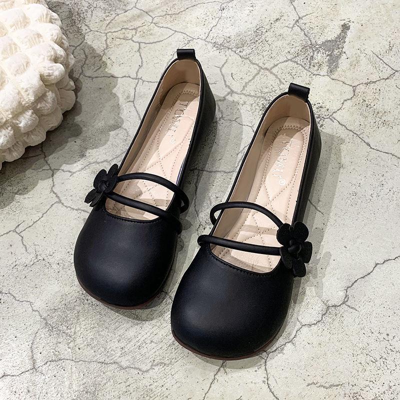 Spring New Fairy Style Flat Bottomed Shallow Mouth Bean Shoes with Soft Soles, Mary Jane Comfortable Women's Singles Shoes