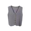 French Temperament V-Neck Single Breasted Sleeveless Casual Knitted Vest For Women