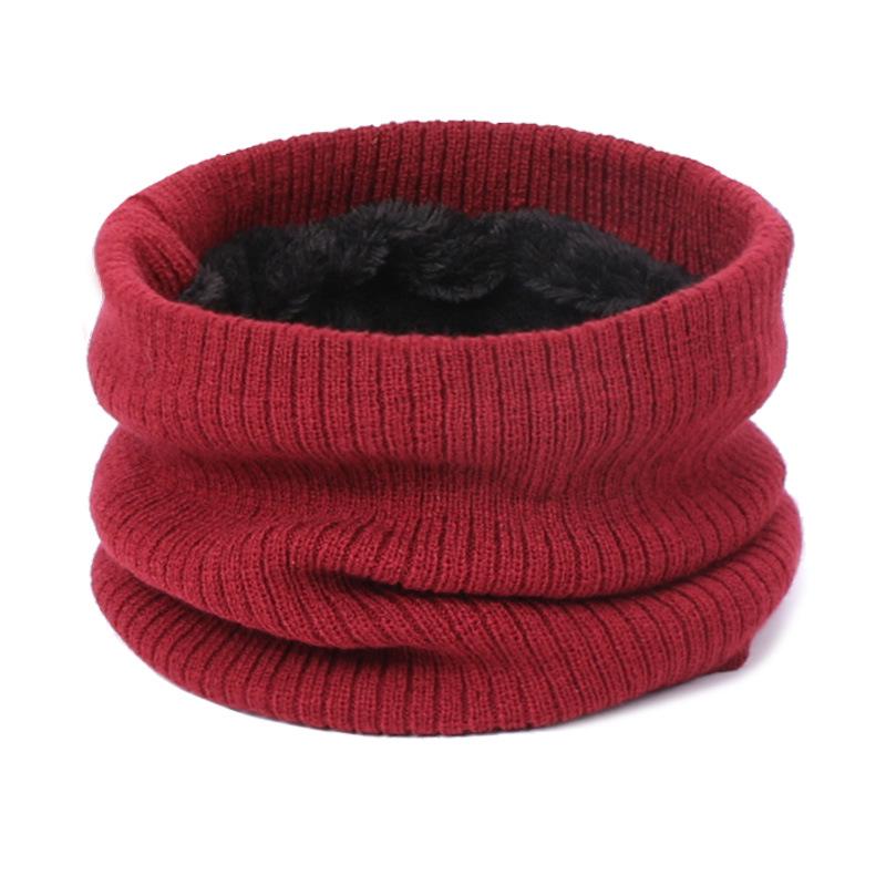 Men's and Women's Knit Pullover Hat Set: Autumn/Winter Velvet-Lined Warm Hat, Scarf, Gloves