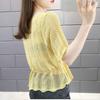 Korean Loose Drawstring Hollow Knit Pullover Blouse Short Sleeve Versatile Thin Sweater Women