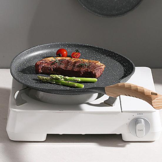 Yousheng Granite Tortilla Pan Non-Stick Frying Pan for Pancakes Dumplings High Temperature Resistant Skillet Flat Pan with Handle
