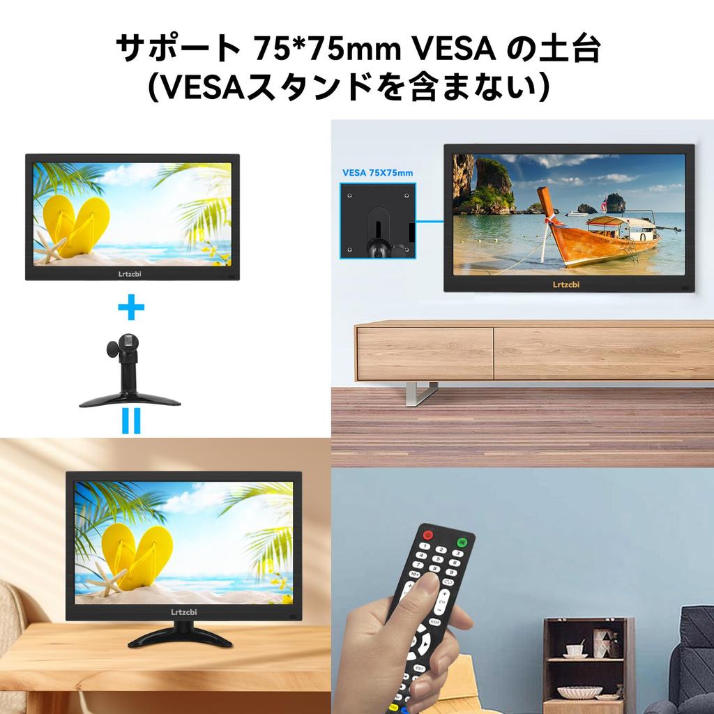 Mobile Monitor Inch Lrtzcbi Lightweight Mobile Display TFT HD 1366x768 Port Compatible with Mini Portable VESA 13.3 Screen, 60HZ, 160° Viewing,