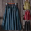 Women Ladies Midi Knee Length High Waist A-line Pleated Skirts with Belt