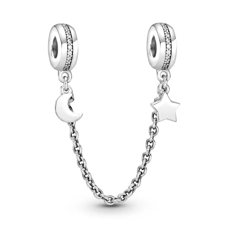 925 Sterling Silver Sparkling Pavé Crown O Tree Safety Chain Charm Bead Fit OriginalNew Bracelet DIY Women Jewelry Gift