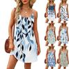 Fashion Women Summer Dress Vintage Floral Print Adjustable Spaghetti Straps Beach Vacation Casual Dress With Pockets