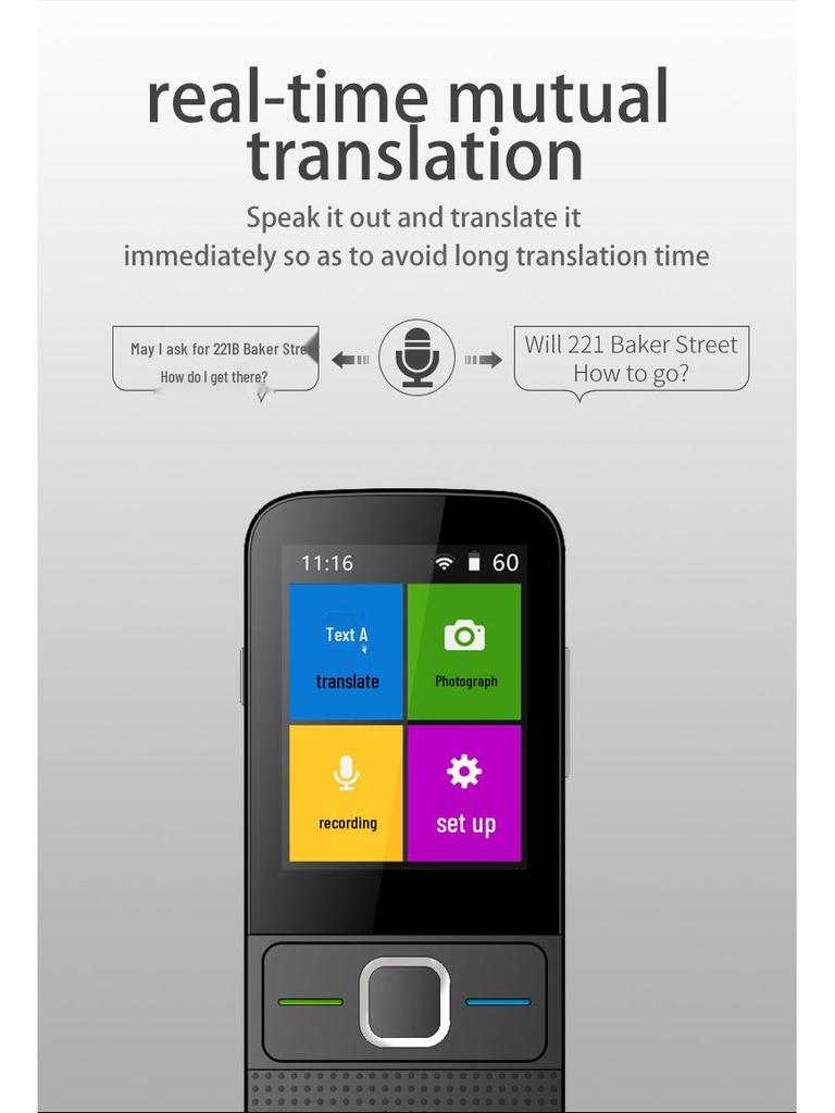 T10 Smart Voice Translator with 14 Offline Languages, Supports 138 Languages, Wi-Fi, Photo, and Recording Features.