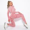 Women  Seamless Washed Peach Hip Lifting Sports Running Fitness O Neck Long Sleeve Pant Suits